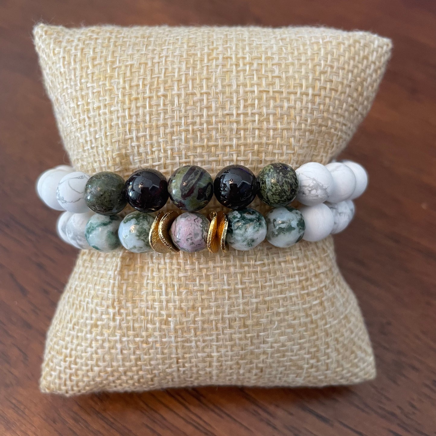 Howlite + Dragon Blood Jasper Bracelets