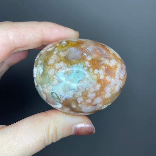 Flower Agate Palm Stones