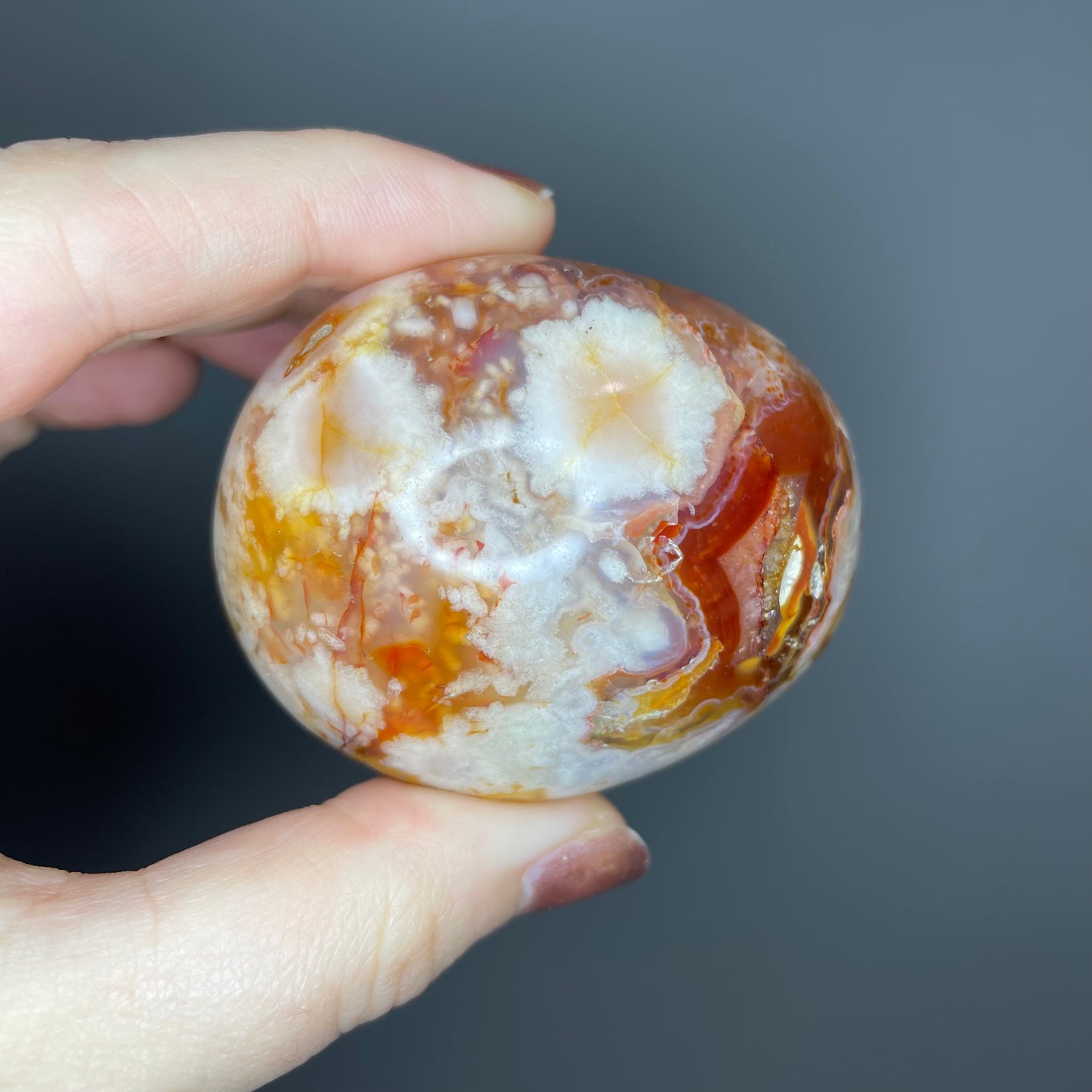 Flower Agate Palm Stones