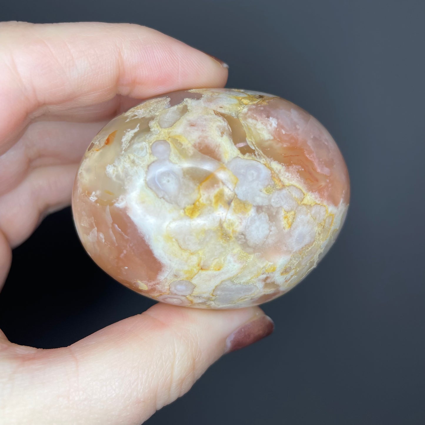 Flower Agate Palm Stones