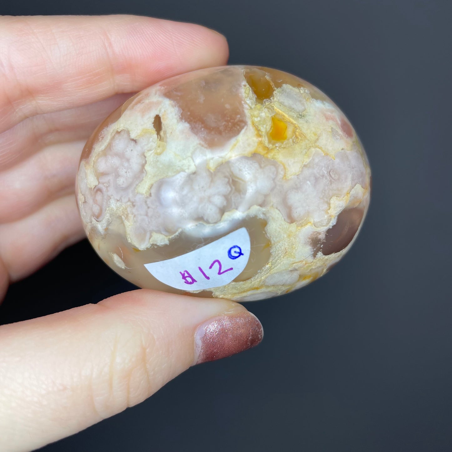 Flower Agate Palm Stones