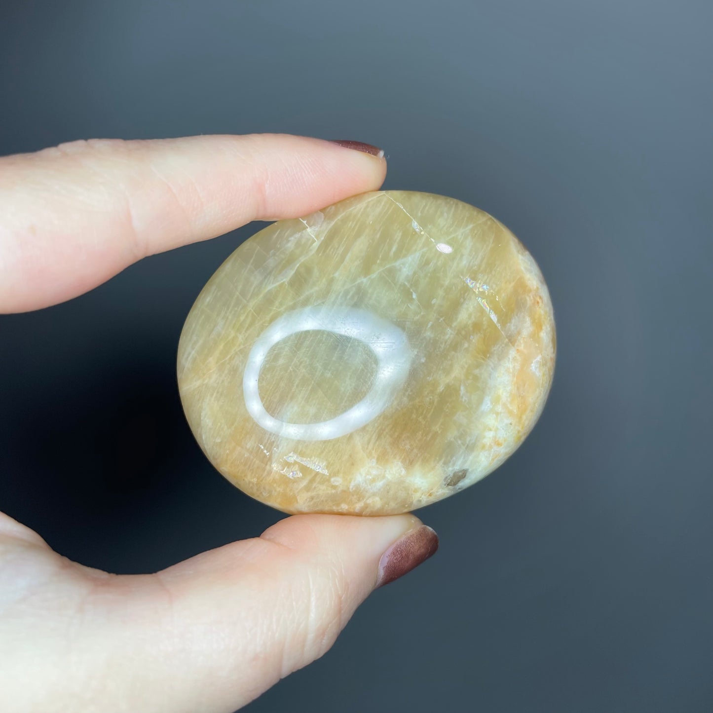 Peach Moonstone Palm Stones (Lower Quality)