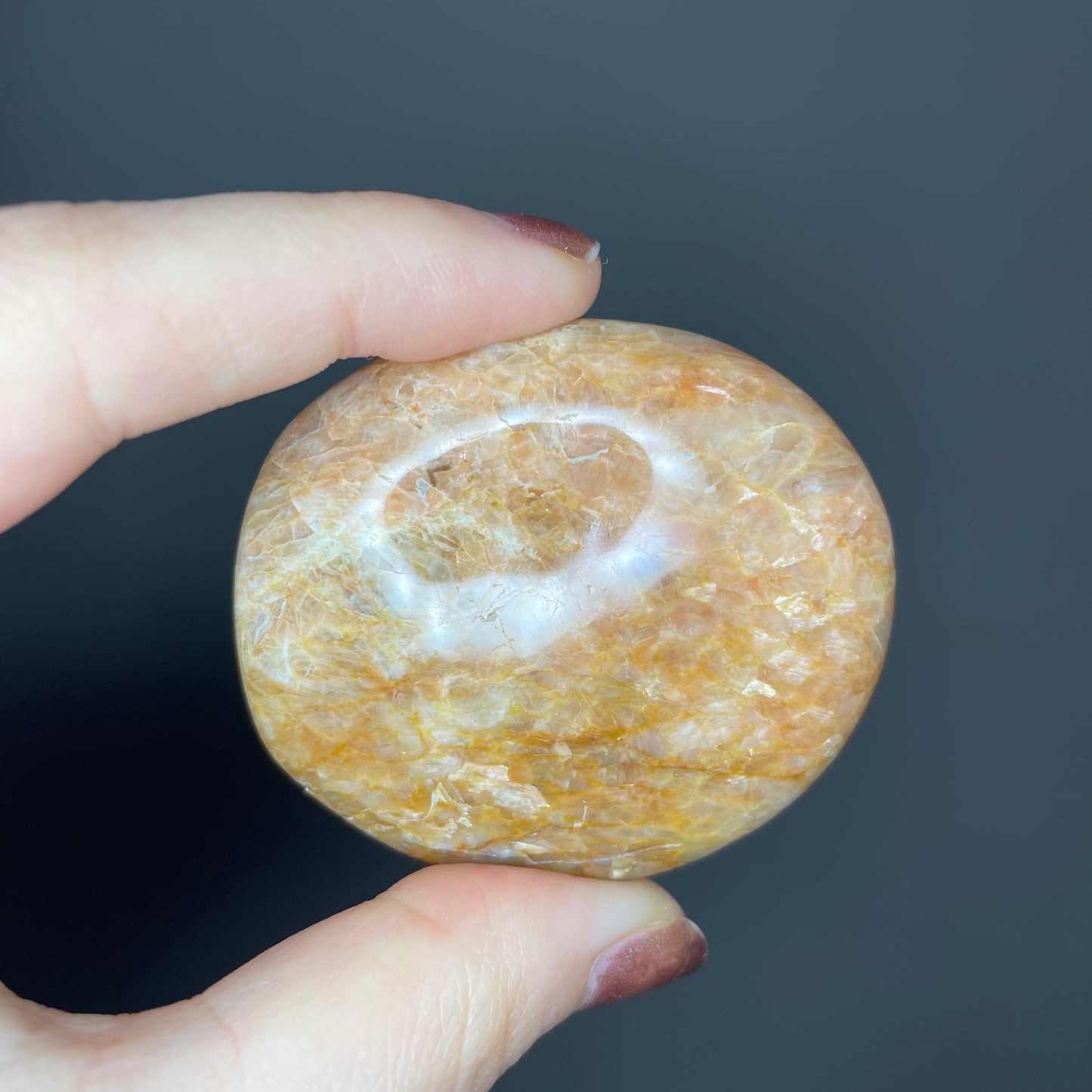 Peach Moonstone Palm Stones (Lower Quality)