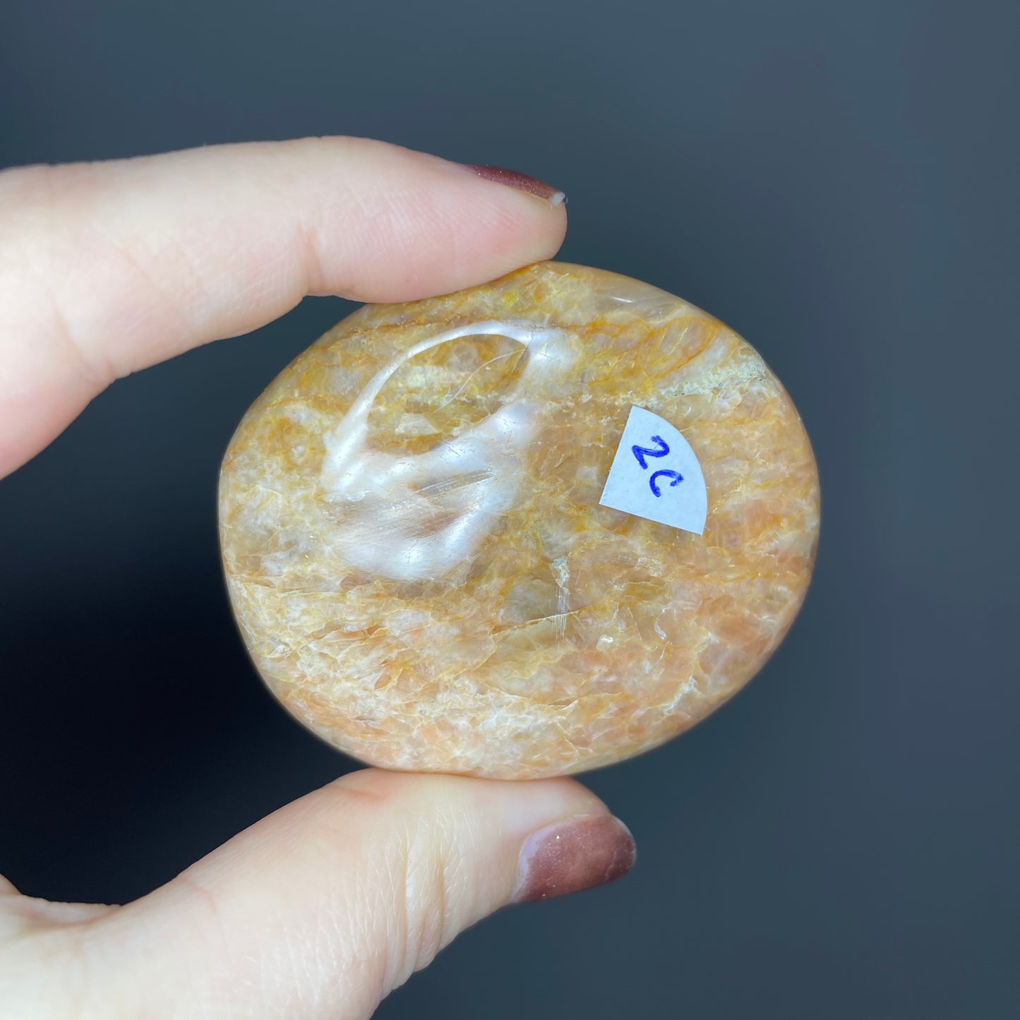 Peach Moonstone Palm Stones (Lower Quality)