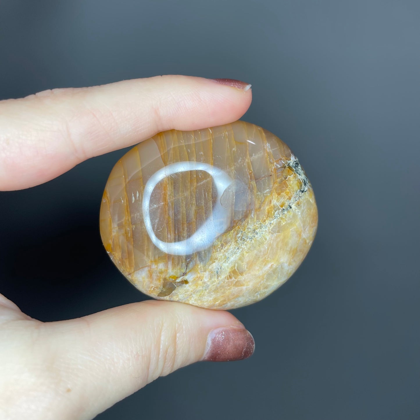 Peach Moonstone Palm Stones (Lower Quality)