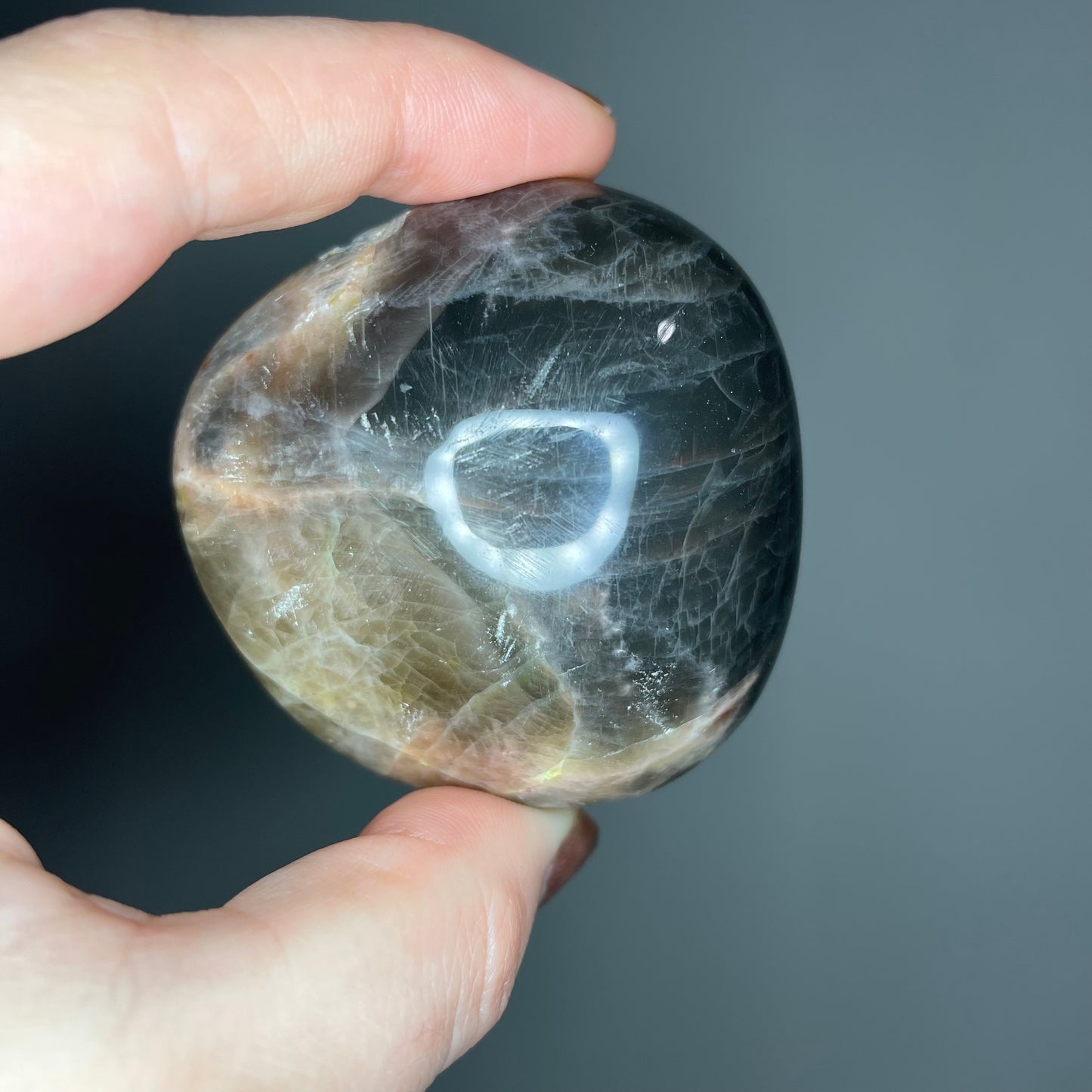 Black Moonstone Palm Stones (Low Quality)