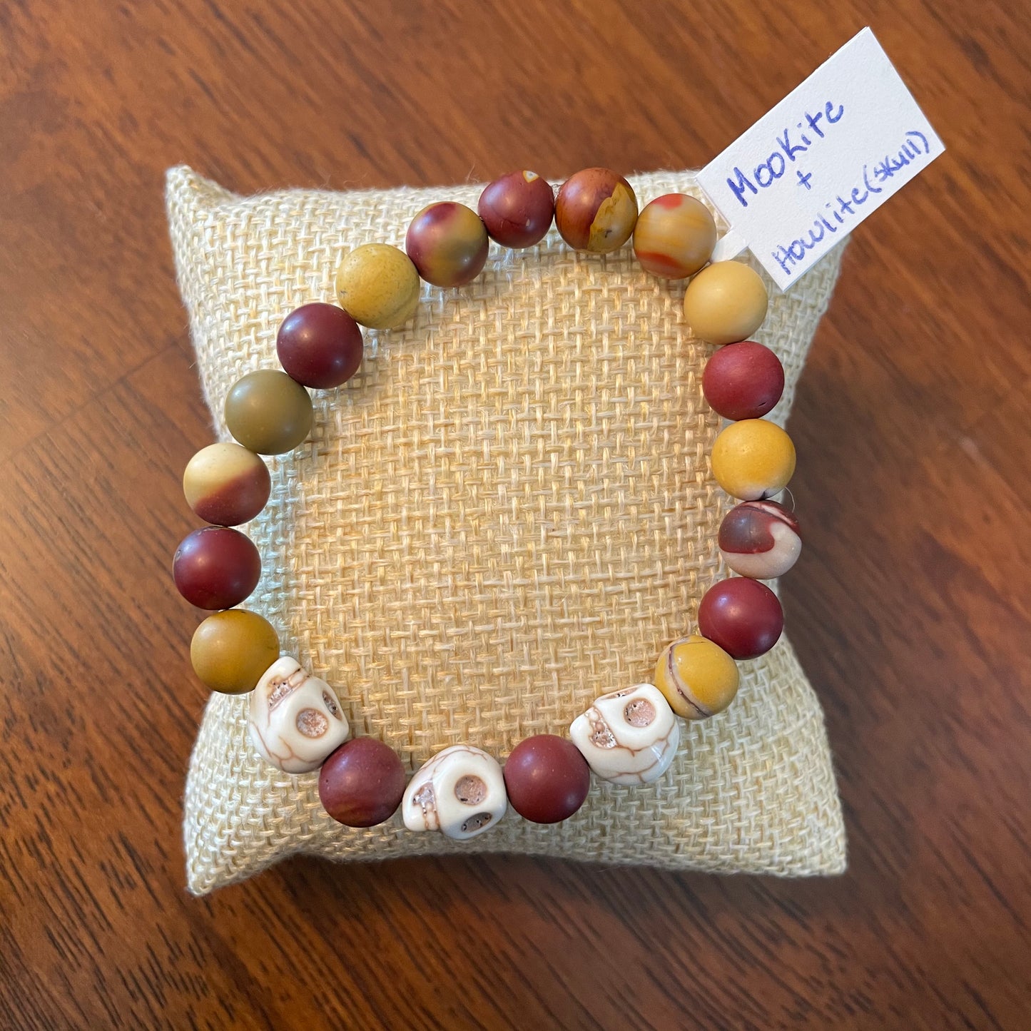 Mookaite + Howlite Skull Bracelet