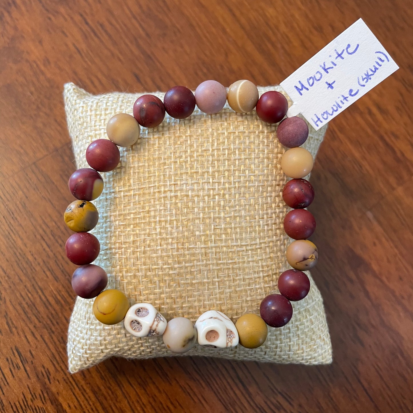Mookaite + Howlite Skull Bracelet