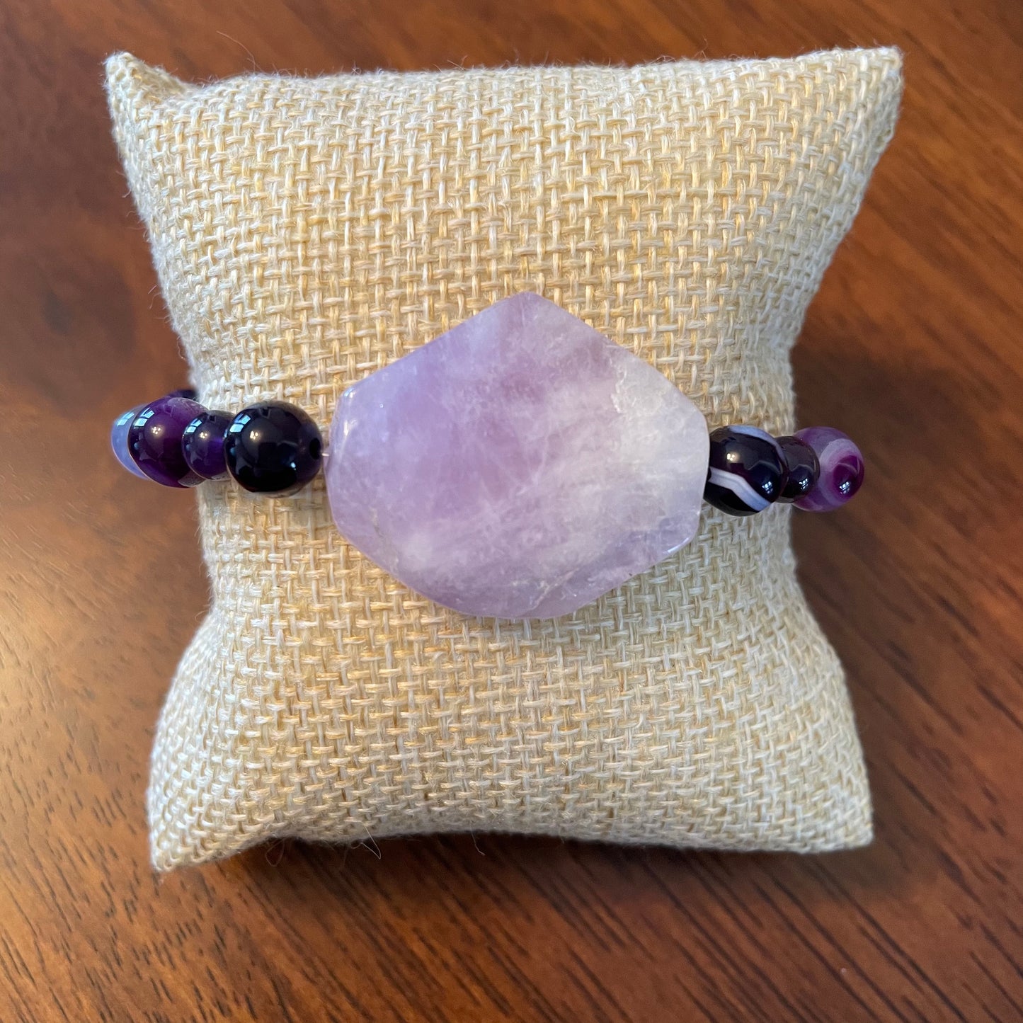 Banded Agate + Amethyst Bracelet