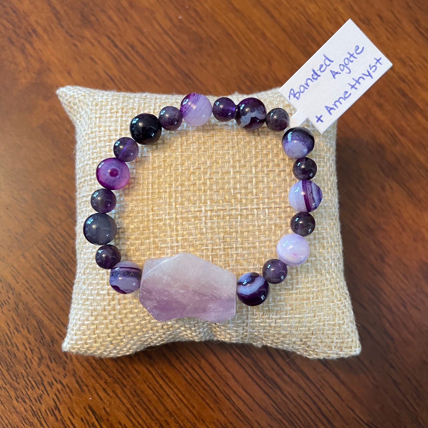 Banded Agate + Amethyst Bracelet