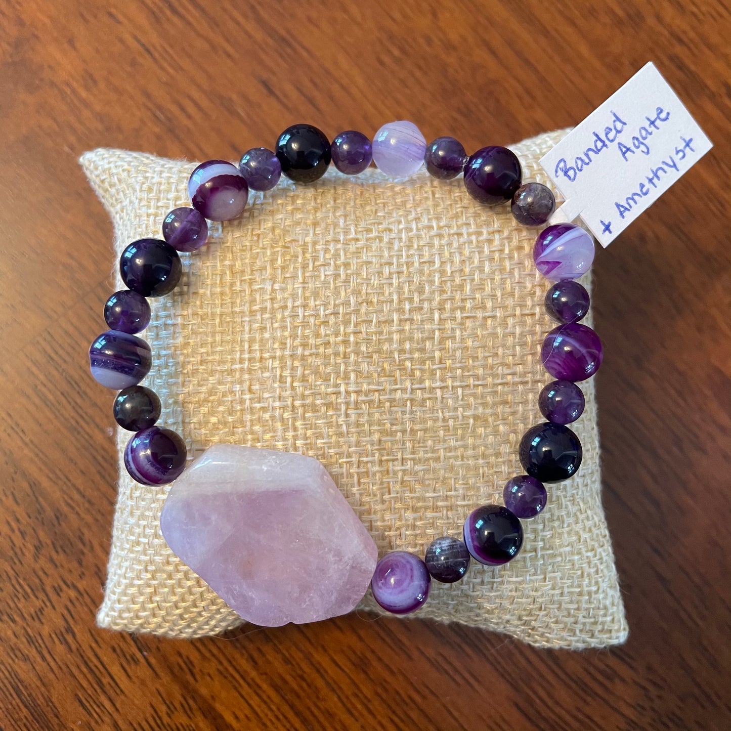 Banded Agate + Amethyst Bracelet