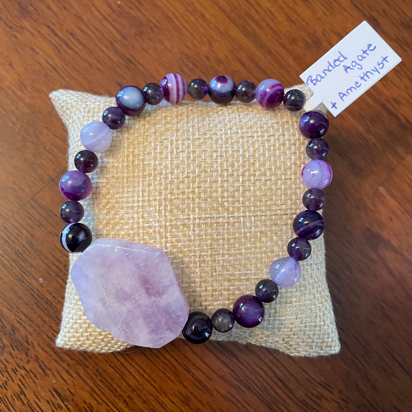 Banded Agate + Amethyst Bracelet