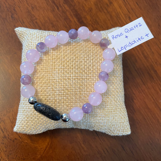 Rose Quartz + Lava Stone Bracelet