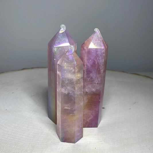 Aura Rose Quartz Towers