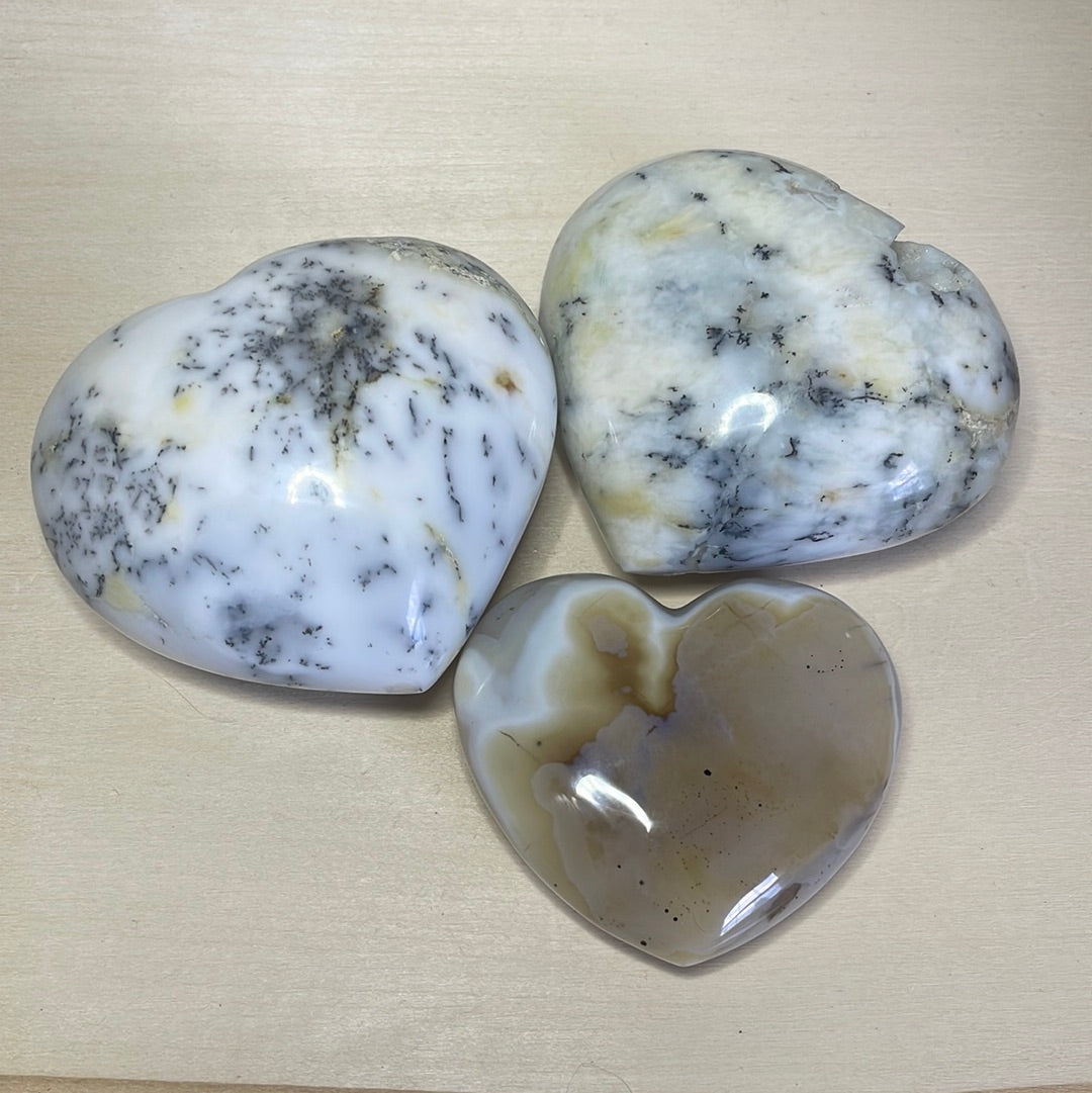 Dendritic Agate Hearts
